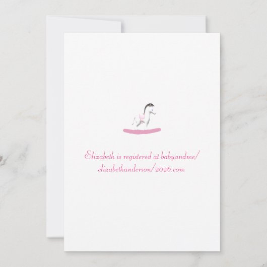 Einladung zu Rosa und Weiß Rocking Horse (Rückseite)