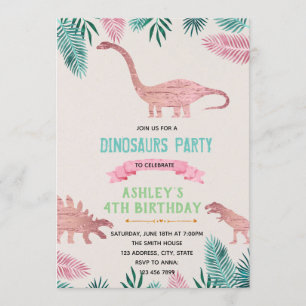 Einladung zu rosafarbenem Dinosaurier