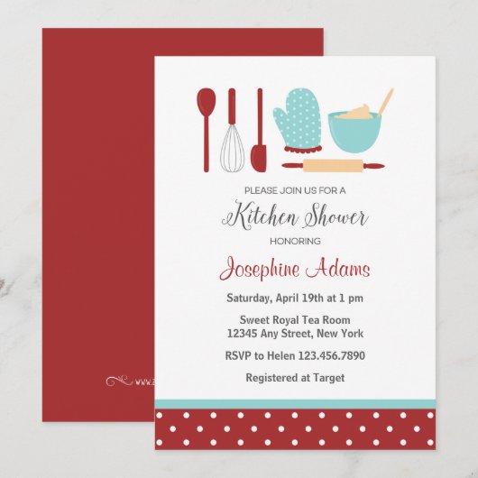 Einladung zu Rot- und Blauer Brautdusche (Vorne/Hinten)