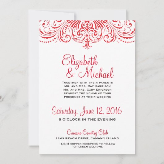 Einladung zu Rot-Weiß-Hochzeiten (Vorderseite)