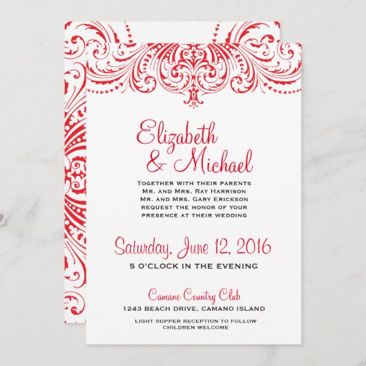 Einladung zu Rot-Weiß-Hochzeiten (Vorne/Hinten)