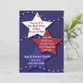 Einladung zu Rot, Weiß und Blauen Sternen (Stehend Vorderseite)