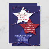 Einladung zu Rot, Weiß und Blauen Sternen (Vorne/Hinten)