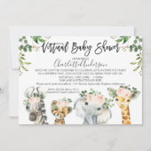 Einladung zu Safari Animals Virtual Baby Shower (Vorderseite)