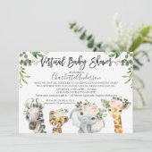 Einladung zu Safari Animals Virtual Baby Shower (Stehend Vorderseite)
