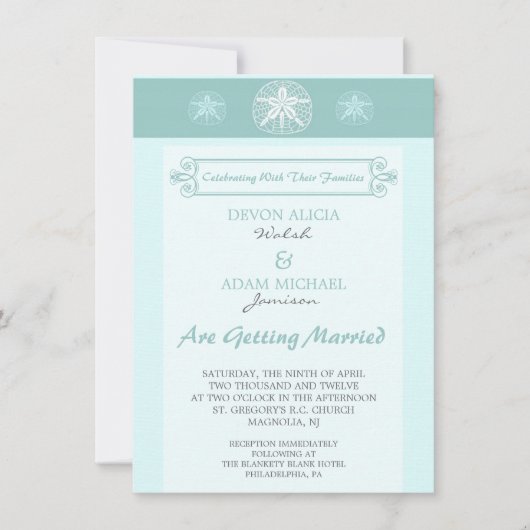 Einladung zu Sand Dollar Beach Hochzeit (Vorderseite)