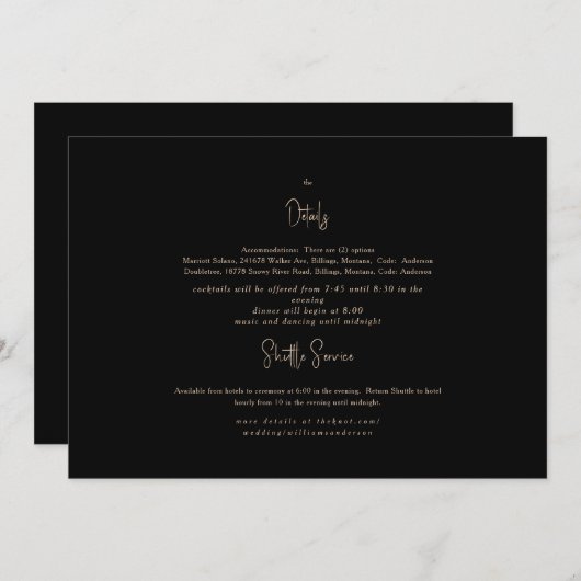 Einladung zu Schwarz-Gold-Hochzeiten (Vorne/Hinten)