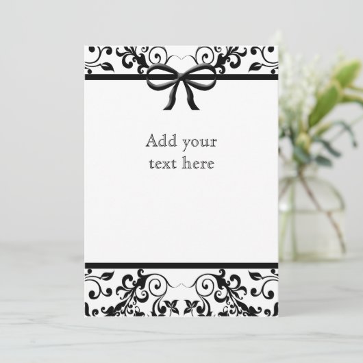 Einladung zu Schwarz-Weiß-Bow (Stehend Vorderseite)