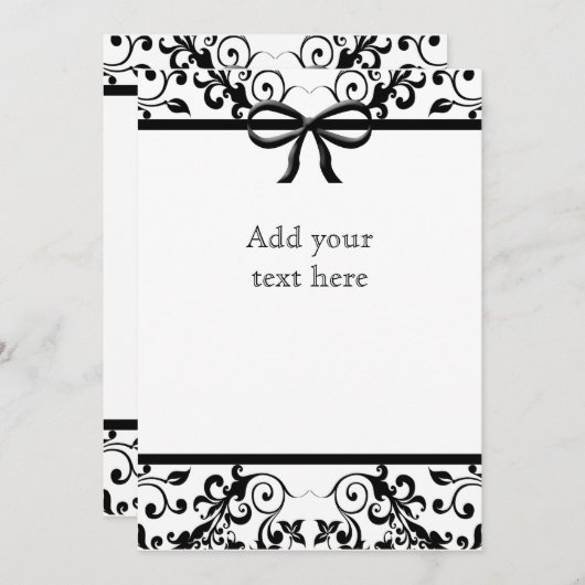 Einladung zu Schwarz-Weiß-Bow (Vorne/Hinten)