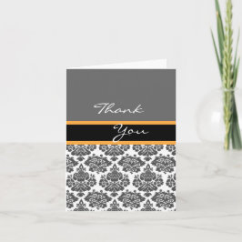 Einladung zu schwarzem Damast, danke Karte