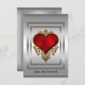 Einladung zu Silber und Rotem Herzen (Vorne/Hinten)