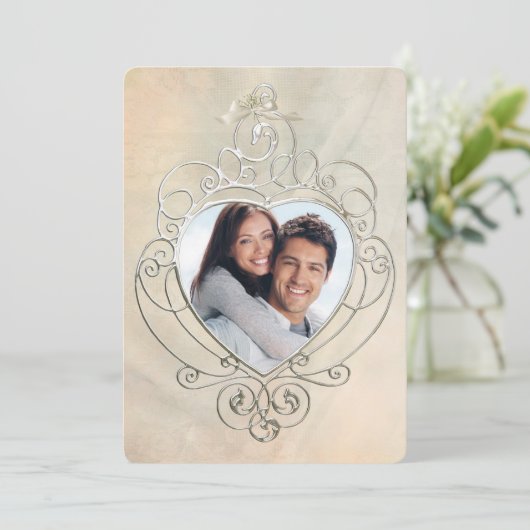 Einladung zu Silver Foto Frame (Stehend Vorderseite)