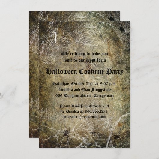 Einladung zu Spiegeln und Webs Halloween-Party (Vorne/Hinten)