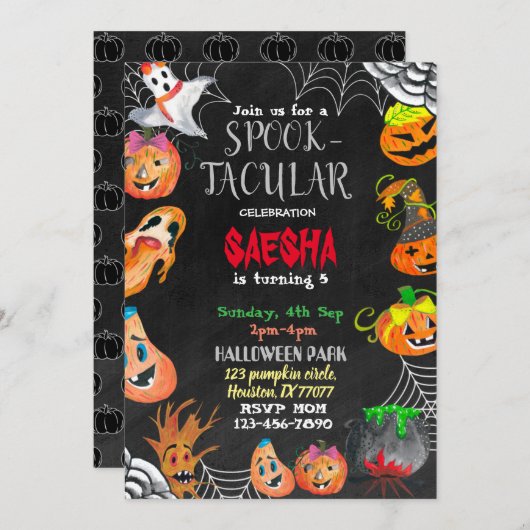 Einladung zu Spooktacular Halloween 2. Geburtstag (Vorne/Hinten)