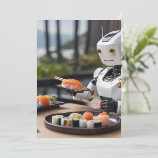 Einladung zu Sushi-Robotern (Stehend Vorderseite)