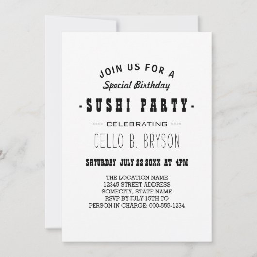 Einladung zu Sushi-Robotern (Rückseite)