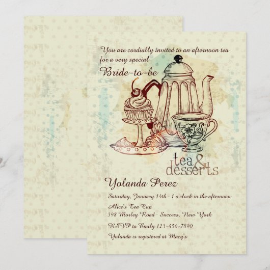 Einladung zu Tee und Desserts (Vorne/Hinten)