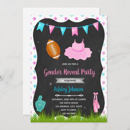 Einladung zu Touchdown oder Tutu (Vorne/Hinten)