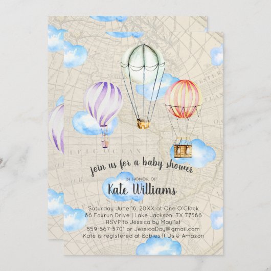 Einladung zu Travel Themed Baby Dusche (Vorne/Hinten)