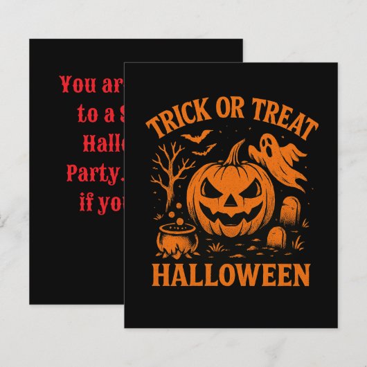 Einladung zu Trick oder Treat Halloween (Vorne/Hinten)