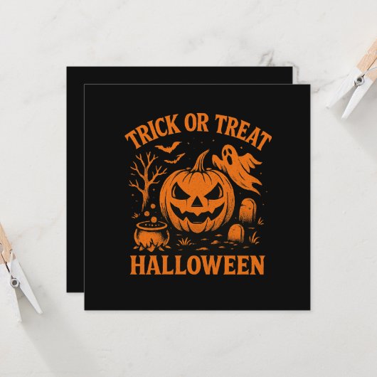 Einladung zu Trick oder Treat Halloween (Vorderseite/Rückseite Beispiel)