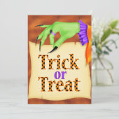 Einladung zu Trick oder Treat Halloween (Stehend Vorderseite)