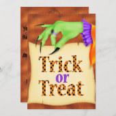 Einladung zu Trick oder Treat Halloween (Vorne/Hinten)