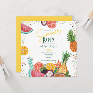 Einladung zu tropischen Früchten im Sommer Party