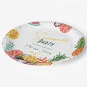 Einladung zu tropischen Früchten im Sommer Party Pappteller (Schrägansicht)