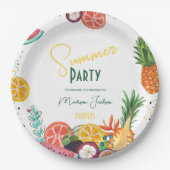 Einladung zu tropischen Früchten im Sommer Party Pappteller (Vorderseite)