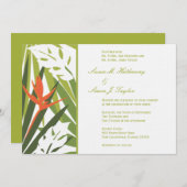 Einladung zu tropischen Hochzeiten - grün und oran (Vorne/Hinten)