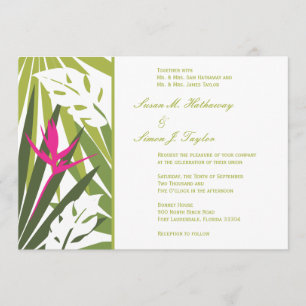 Einladung zu tropischen Hochzeiten - grün und rosa
