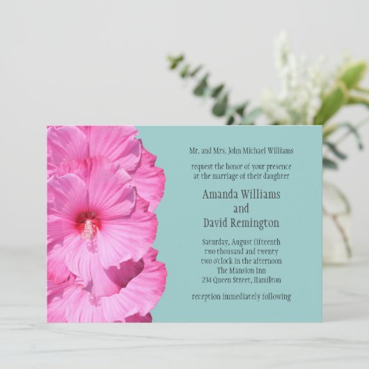 Einladung zu tropischen Hochzeiten (Türkis) (Stehend Vorderseite)