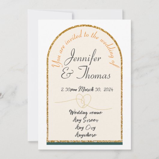 Einladung zu unserer Hochzeit/Goldrand (Vorderseite)