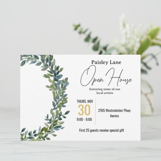 Einladung zu Veranstaltungen für ein offenes Haus (Stehend Vorderseite)