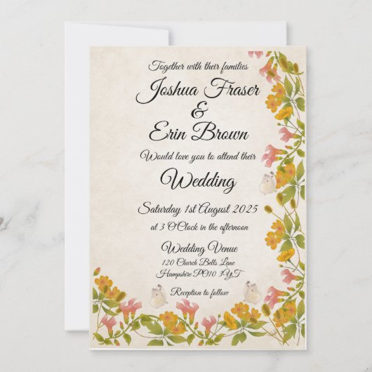 Einladung zu viktorianischer Wiesengelb (Vorderseite)