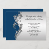 Einladung zu Vintag-blau-silbernen Hochzeiten (Vorne/Hinten)