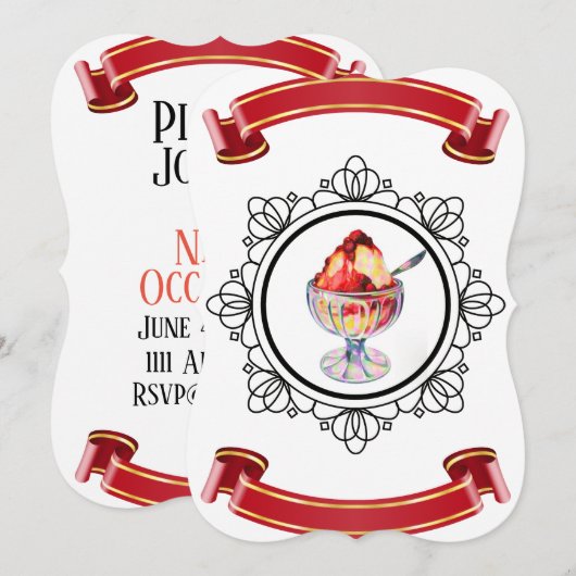 Einladung zu Vintagem Eiscreme (Vorne/Hinten)