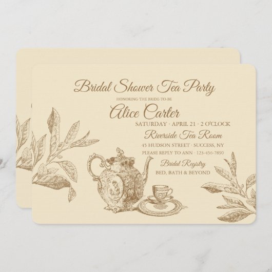 Einladung zu Vintagem Tee (Vorne/Hinten)