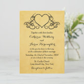 Einladung zu Vintagen Hochzeiten in Gold und Schwa (Stehend Vorderseite)