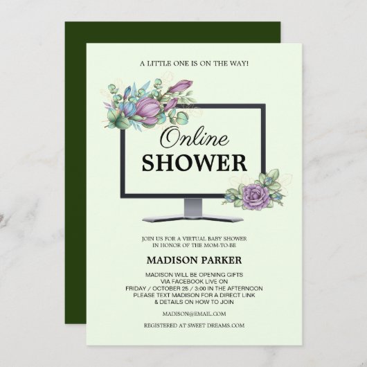 Einladung zu Virtual Baby-Dusche (Vorne/Hinten)