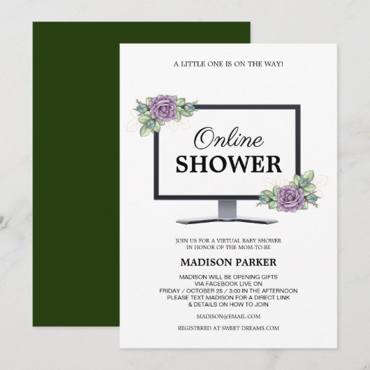 Einladung zu Virtual Baby-Dusche (Vorne/Hinten)