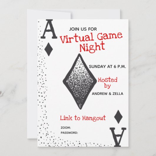 Einladung zu Virtual Game Night (Vorderseite)