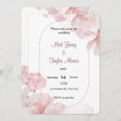 Einladung zu weichrosa Blumenrahmen (Vorne/Hinten)