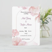 Einladung zu weichrosa Blumenrahmen (Stehend Vorderseite)