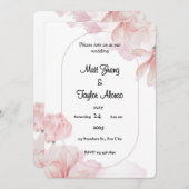 Einladung zu weichrosa Blumenrahmen (Vorne/Hinten)