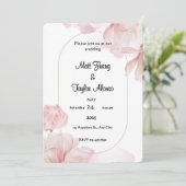 Einladung zu weichrosa Blumenrahmen (Stehend Vorderseite)