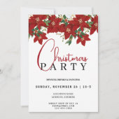 Einladung zu Weihnachts-Party | Rote Blume (Vorderseite)