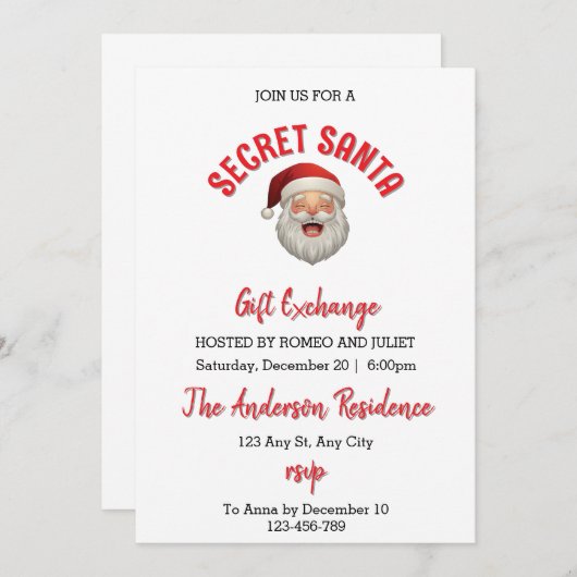 Einladung zu Weihnachtsgeschenken (Vorne/Hinten)