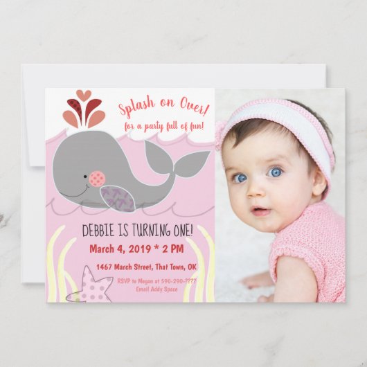 Einladung zu Whale 1. Geburtstag (Vorderseite)